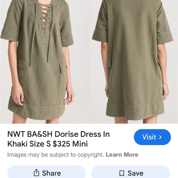 ba&sh Olive Green Lace-Up Dress - Picture 4 of 7